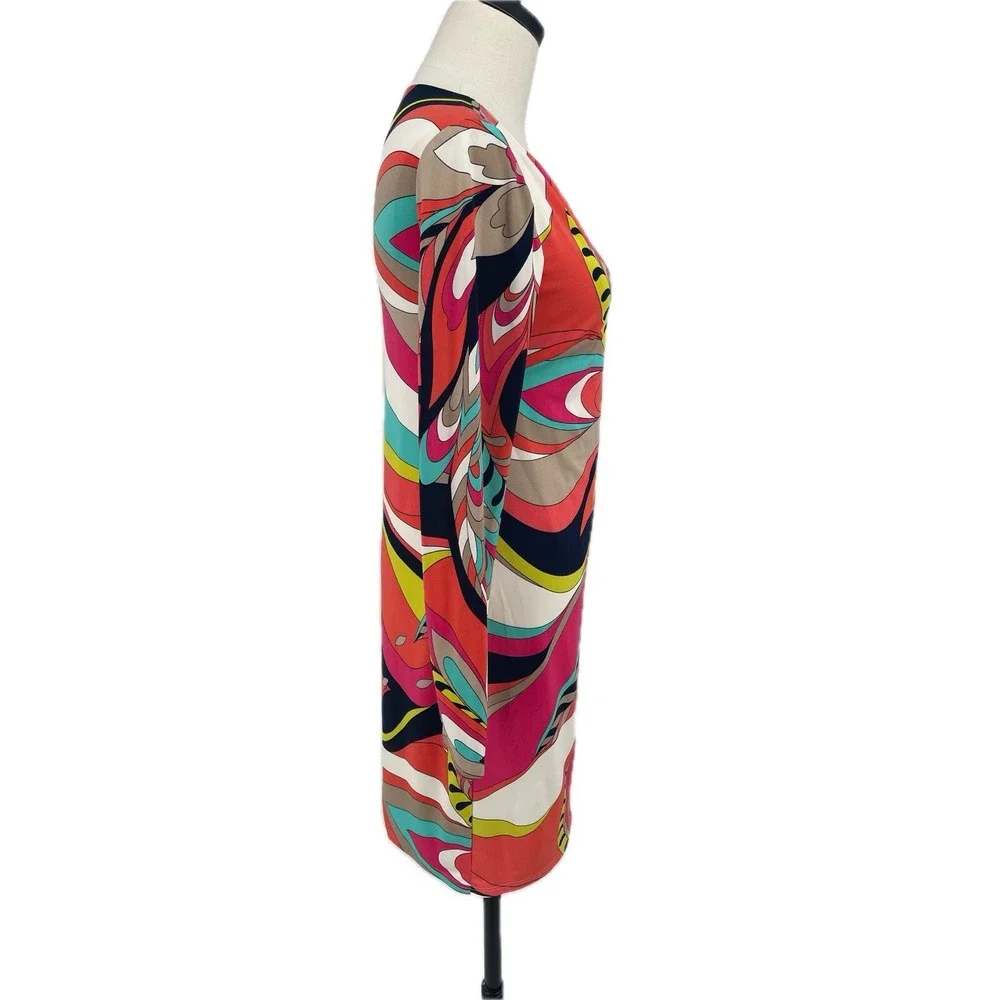 Trina Turk Multi Color Geometric Sheath Cocktail Dress Size 0 XS